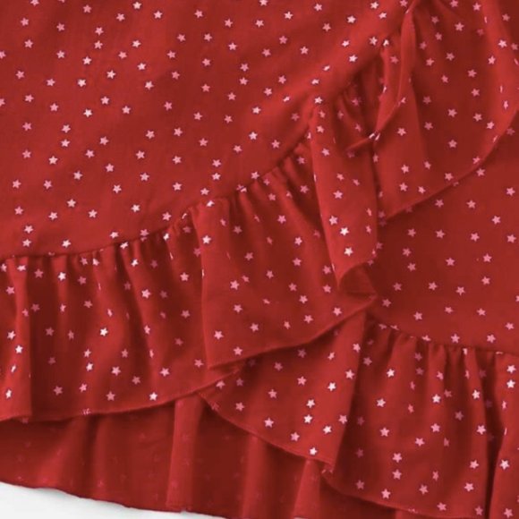 Red Polka Dot Wrap Dress (S) - Picture 3 of 5